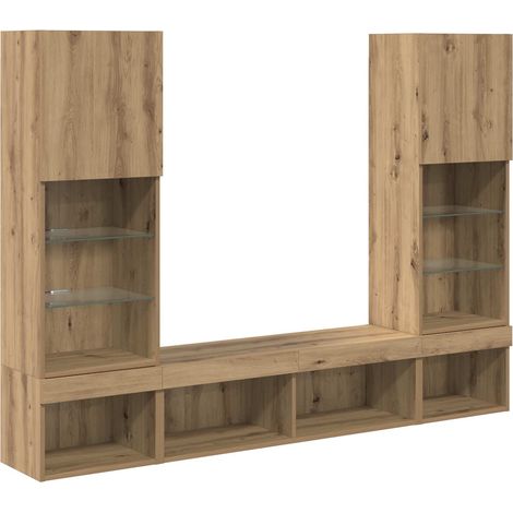 vidaXL  TV Wall Units with LED  5 pcs Artisan Oak Engineered Wood
