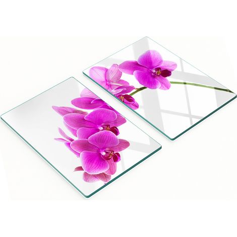 Taglieri da cucina decorativi in vetro, orchidea rosa, 2x40x52 cm (1/5)