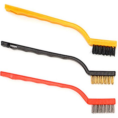 Jeu de Brosses Métalliques 7in 3pcs avec Manche Courbe pour Nettoyer Rouille, Résidus de Soudure et Saletés (1/4)