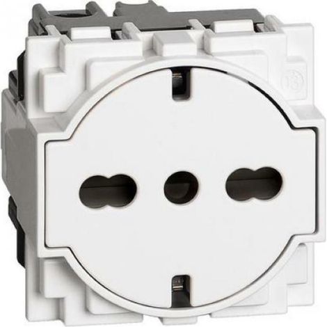 BTICINO KW4140A16F - Presa "Flat" Standard Tedesco E Bipasso 10/16A 250 V Ac  - Bianco - Now (1/4)
