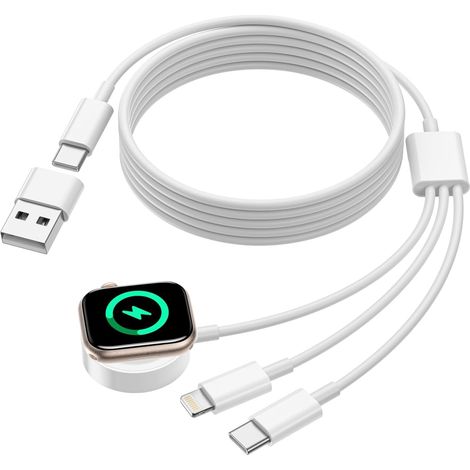 3 en 2 Cable pour Chargeur Apple Watch, 2M Chargeur Montre Apple Watch (1/5)