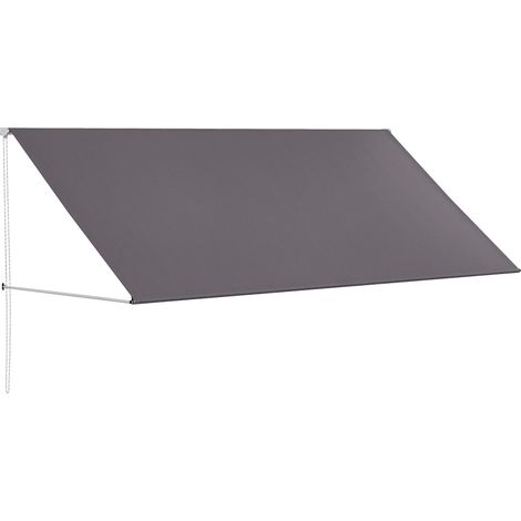 Store banne manuel auvent rétractable Inclinaison réglable 300 x 120 cm protection UV aluminium polyester gris foncé