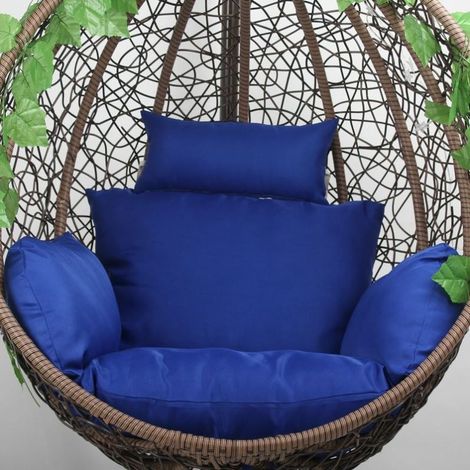 Coussin de rechange XXL pour fauteuil suspendu, assise et dossier, housse déhoussable et lavable, polyester, coloris bleu roi, version imperméable