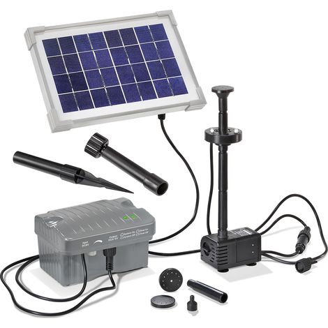 Solar Teichpumpe Palermo LED mit Akku und LED Licht - 5W Solarmodul - Solarpumpe Set Gartenteichpumpe Teich esotec 101775