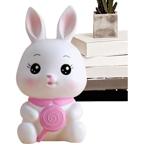 en forme de lapin pour , boîte à monnaie en forme de lapin incassable statue d'animal mignonne pour ranger de l'argent, figurine de lapin idéale pour les , décoration du Nouvel (1/5)