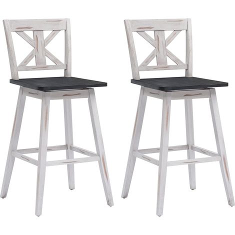 COSTWAY Set de 2 Taburetes de Bar 73,5 cm, Sillas de Bar Vintage con Asiento Giratorio a 360° y Almohadillas Antideslizantes (1/5)