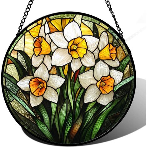 Attrape-soleil suspendu vitrail – Déco fenêtre élégante, Diamètre : 9 cm (1/4)