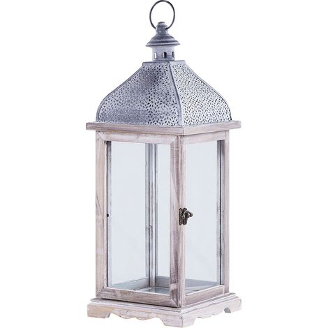 Classica lanterna d'epoca in ferro bianco portacandela decorativa lampada 47 cm Samar (1/5)