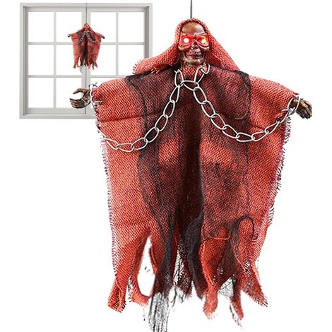 Décorations d'Halloween : guirlande fantôme suspendue, crâne lumineux et fantôme suspendu (1/5)