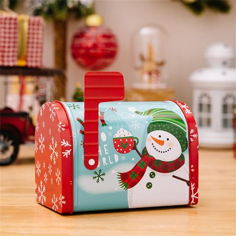 Boîte De Rangement Alimentaire - Boîte En Fer Blanc À Motif De Noël - Pour Biscuits Chocolats Bonbons Et Cadeaux - 1 Pièce (1/5)