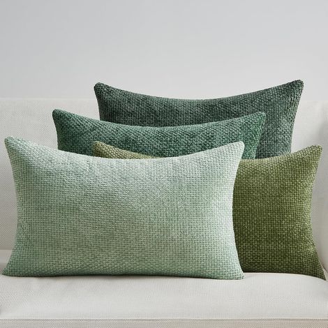 Lot de 4 Housses de coussin 30x50 cm, Tissu chenille doux, Fermeture éclair invisible, Dégradé de couleurs, Pour salon chambre jardin (1/5)