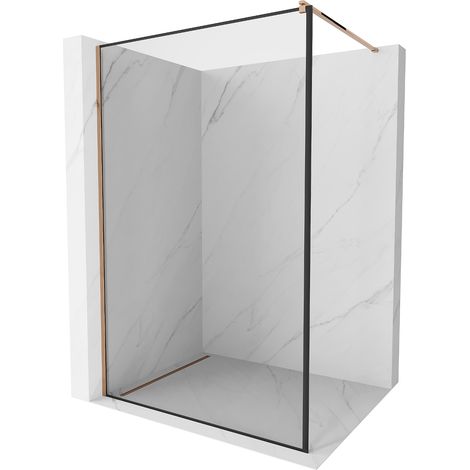 Mexen Kioto Duschwand 70 x 200 cm, Transparent/Schwarzes Design 8 mm, Rosa Gold - 800-070-101-60-70