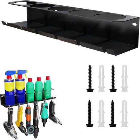 Support mural en acier pour bombes aérosols - 5 trous - Organiseur robuste pour bouteilles de peinture - 43 cm (1/5)