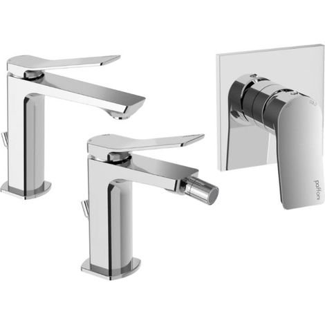 Composizione miscelatori lavabo e bidet c/scarico + incasso