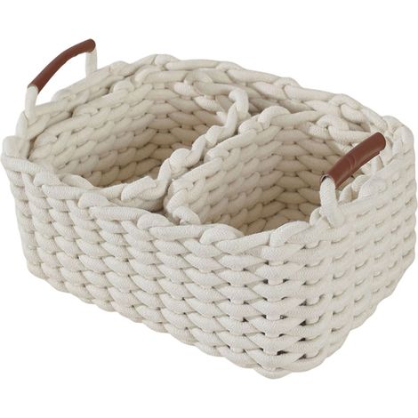 3 paniers de rangement pour salle de bain(avec poignées),paniers de rangement osier naturel,utilisés pour décore coucher,le salon.