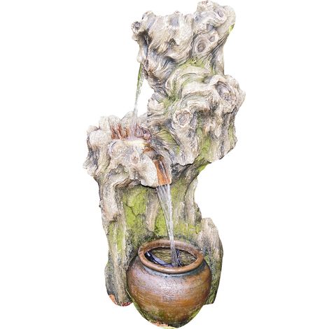 Granimex Zang Polystone Wasserfall mit Pumpe und LED-Beleuchtung Zierbrunnen Wasserspiel 100x50x49 cm