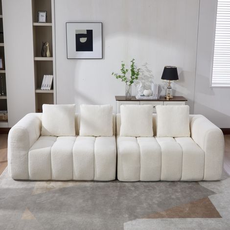 Canapé modular Stoff Beige 260x94,5x80 cm, montagefrei mit 2 Modulen