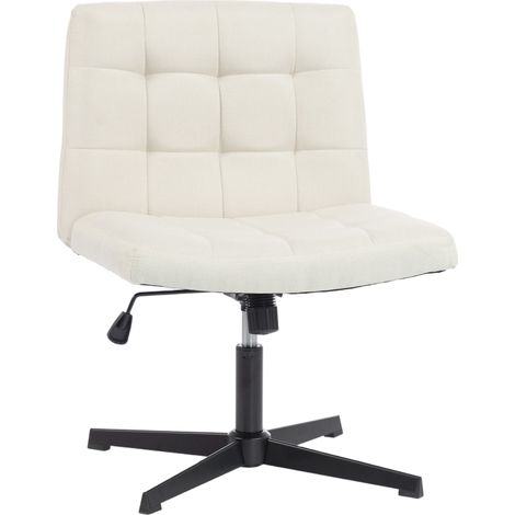 HOMCOM Armless Office Chair, Cross Legged Vanity Chair with Wide Seat, Beige (1/5)