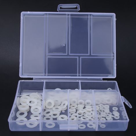 250-teiliges Dichtungssatz-Set aus weißen, isolierten und korrosionsbeständigen Nylon-Unterlegscheiben (M2–M6) (1/5)