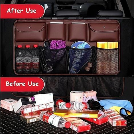 Organisateur De Coffre - Pliable - En Cuir Pu - Pour Voiture - 1 Pièce (1/5)