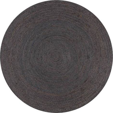 Tapis fait à la main Jute Rond 90cm Gris foncé (1/5)