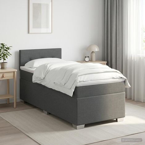 Letto box spring con materasso Grigio Scuro 90 x 190cm Tessuto vidaXL (1/5)