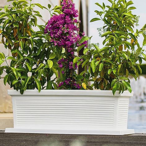 Vaso Fioriera decorativa classica tradizionale 100x47 H38 in polimero resistente bianco per piante per giardini e terrazze - Made in Italy - Monacis (1/4)