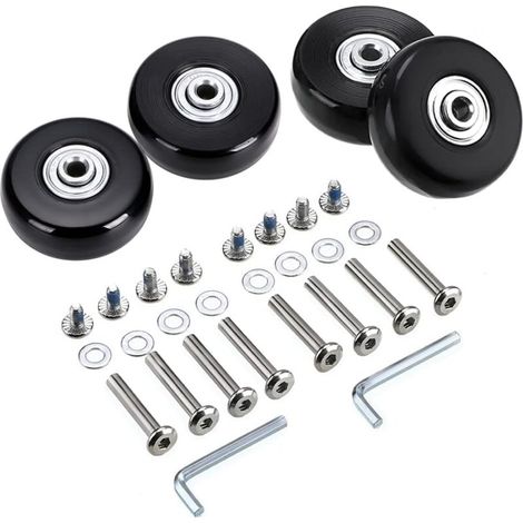 4Pcs 50x18mm Bagages Valise Roues De Rechange, Roulettes Pivotantes En Caoutchouc Roulettes Roulements Kits De Réparation,Noir