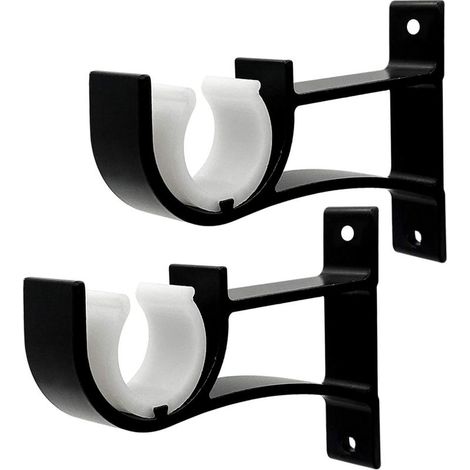 Doppelte Gardinenhalterung – Massiver Stahl – Wandmontage – Schlankes Design – Integrierter Kunststoffverschluss – 2er-Pack (1/5)