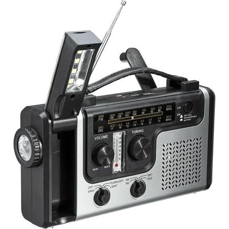Tragbares, solarbetriebenes Kurbelradio für Notfälle, DAB+, Bluetooth, FM, SOS-Alarm, 5000-mAh-Akku, Leselampe (1/3)