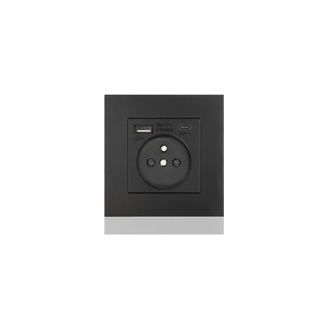 Panneau de prises Type-C + USB 16A – 2 prises – 1 port USB – 1 port Type-C – Installation facile – Design moderne et discret (1/5)