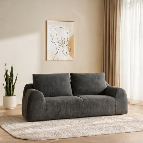 Canapé d'angle réversible 190 cm en tissu chiné gris foncé (1/5)