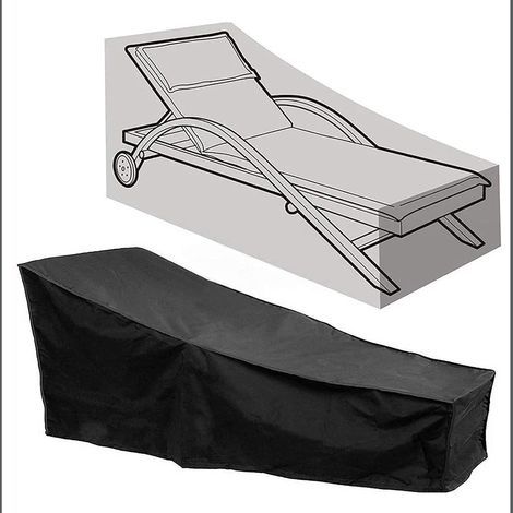 Housse de Chaise extérieur Couverture Housse de Protection Longue Respirante Imperméable 420D Tissu Oxford pour Chaise Longue Bache Transat Sunlounger 200×70×40×68 cm,noir (1/5)