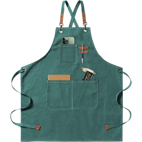 Tabliers de Cuisine 68x76cm Réglable Tablier Barbecue avec 3 Poches Tablier pour Hommes Femmes Tablier Sangles Croisées Tabliers pour Barbecue, Restaurant, Jardin, Barbecue, Café (1/5)