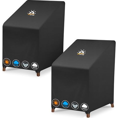 Housse Chaise Jardin Empilable 2 pièce, Housse de Protection Fauteuil imperméable et résistante à l'hiver, Tissu 600D Oxford PU, Housse pour Meubles de Jardin (71x91x80/120 CM) (1/5)