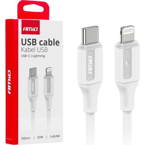 Cavo di ricarica USB-C - iPhone Lightning 20W 100cm amio-03922 (1/4)