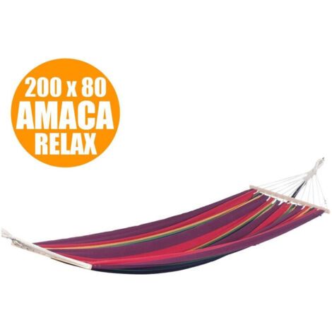 Hamac de jardin simple 200 x 80 cm Capacité 100 kg Couleurs assorties -