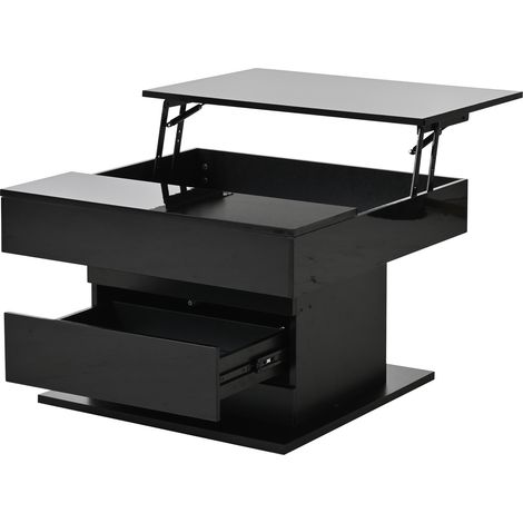 CAIziTable basse géométrique noire de 70 x 70 x 45 cm, pivotante à 360° (1/5)