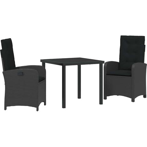 Maison Exclusive - Conjunto de Comedor de Jardín 3 uds. Negro rat (1/5)