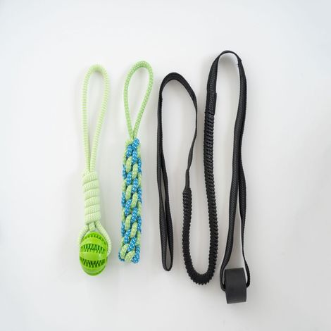 à tirer interactif élastique pour chien, avec corde de traction, nœud de corde, balle à double morsure (intérieur)