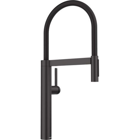 Blanco Culina S - Spültischarmatur mit flexiblem Arm und Brause, schwarz matt 527464 (1/2)