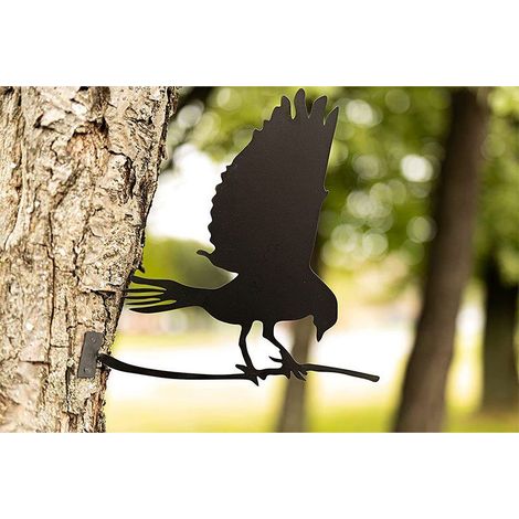 Hawk Garden Art Black Metal Bird Decoration, Tree Fence or Post Bird Art for your Garden Outdoor Bird Silhouette (1/3)