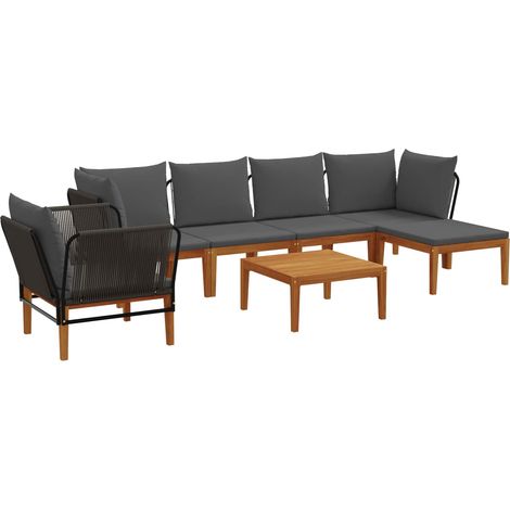 vidaXL 7 uds. Madera de Acacia Sólida y Cuerda Natural (1/2)