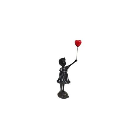Figurine Banksy, Statue de la fille au ballon, Décoration intérieure pour salon, maison, bureau, bibliothèque, étagère,10x7x24cm (Noir)