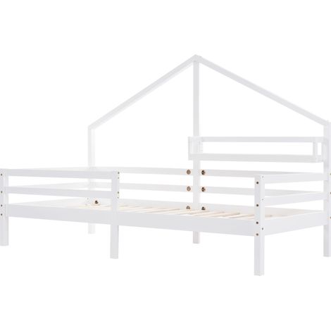 Kinder-Hausbett mit Regal 90x200 cm Weiß (1/5)