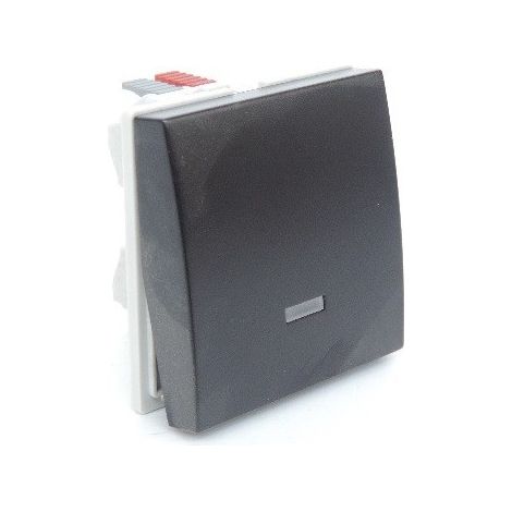 Poussoir inverseur SYSTO 1O+1F à voyant 10A 2 modules Noir HAGER WS023N