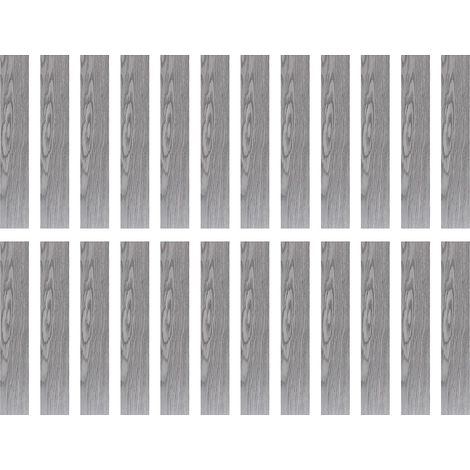 24pcs Adhésif À Décoller Et À Coller Carrelage Sol 91.5 x 15.2CM Autoadhésif PVC À Grain Bois Revêtement Sol Imperméable Style Planche Sol Chêne Charbon, Gris Charbon (1/5)