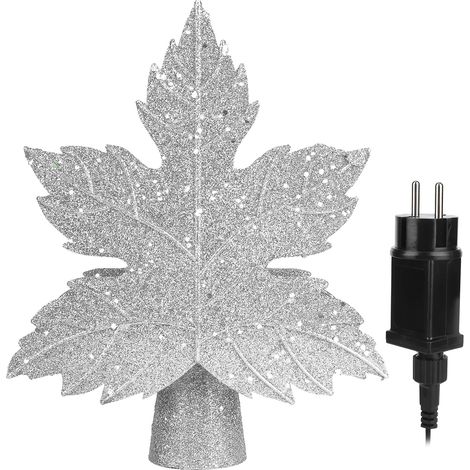 Projecteur de Cime de Sapin de Noël, Lampe Ornementale Lumière Nocturne Décorative pour Fêtes Maison AC100V‑240V, Prise UE Argentée (1/5)