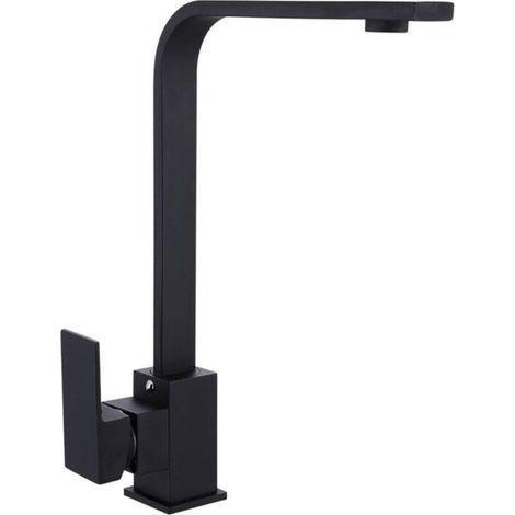 Évier de cuisine noir évier robinet quatre tubes plats carrés robinet de mélange d'eau chaude et froide H467 (1/5)
