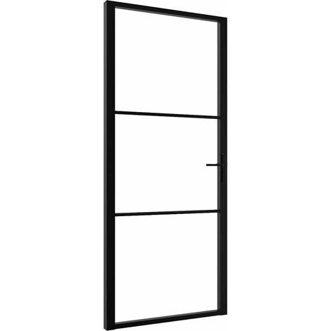 Porte intérieure Verre ESG et aluminium 102,5x201,5 cm Noir